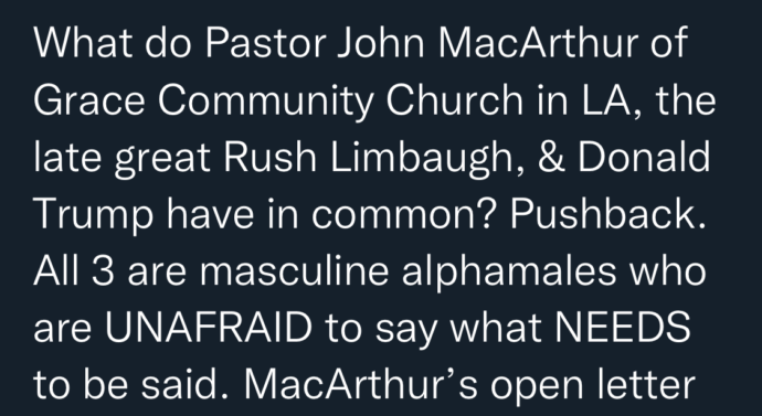 Ep. 207 10.4.22 This is Pushback: How John MacArthur, Rush Limbaugh, & Donald Trump Are Cut from the Same Cloth